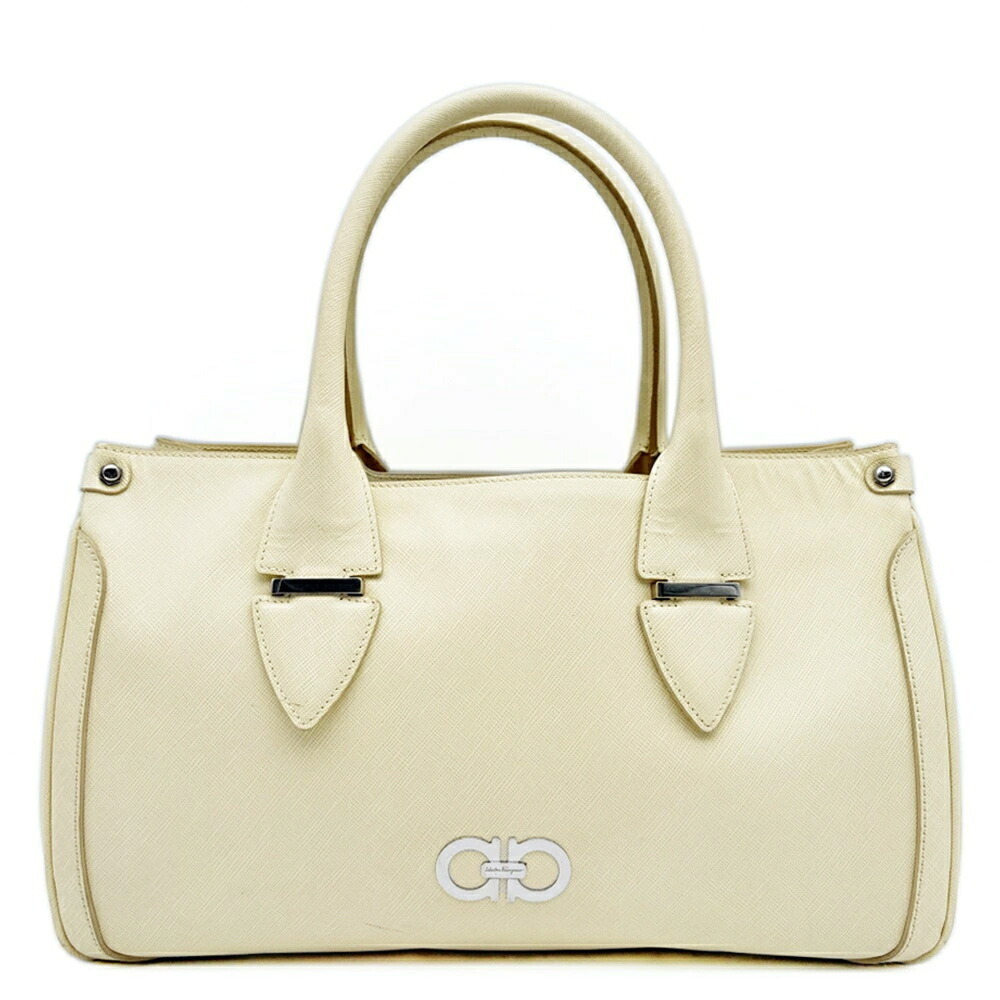 Salvatore Ferragamo Tote Bag, Gancini design, Ivory, DY-21 7814